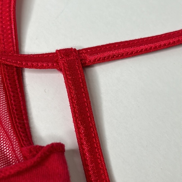 Vintage Y2K‎ Thong | Red Silky Satin Stretch G-String w/ Mesh Front Women’s Sz M - Picture 5 of 15